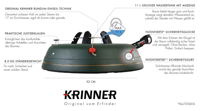KRINNER Christbaumständer Ultra Grip XXL, 11L, für Bäume bis 400 cm, 94455