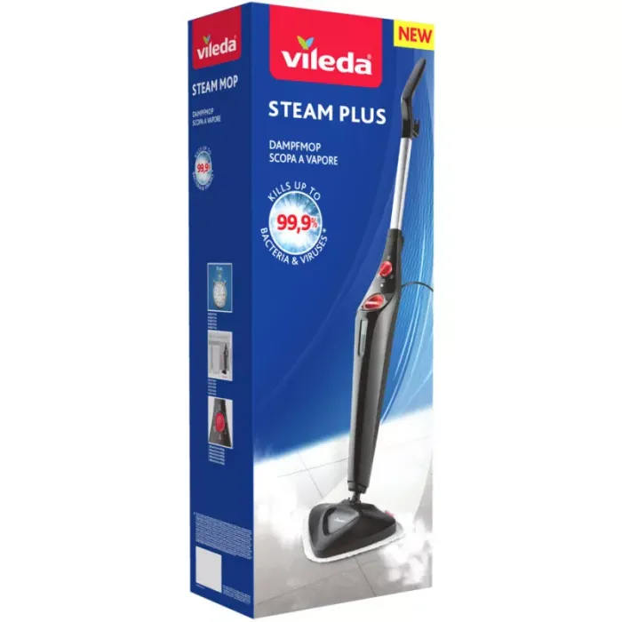 Vileda Steam Plus Dampfreiniger mit 2 Mikrofaserpads, 765101 Vileda Steam Plus Dampfreiniger mit 2 Mikrofaserpads, 765101