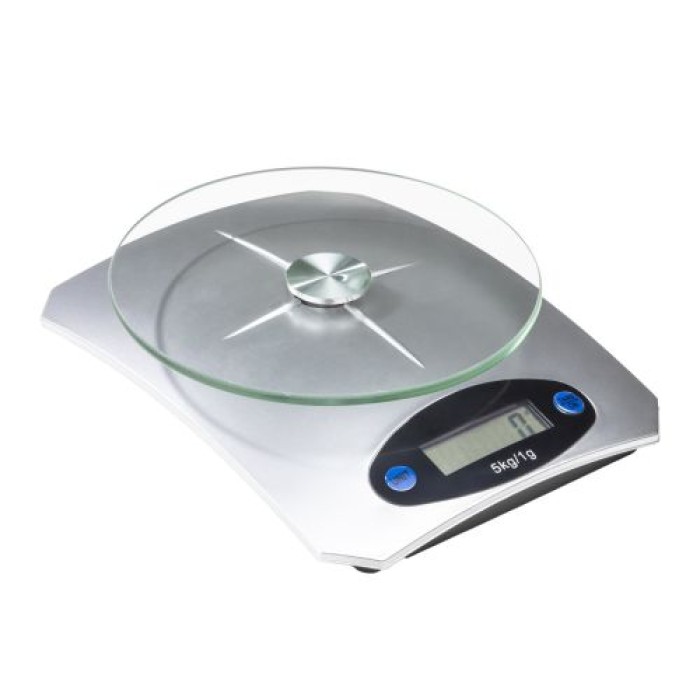 Haushalt International Digitale Küchenwaage rund, 5kg, Glasplatte, 16204