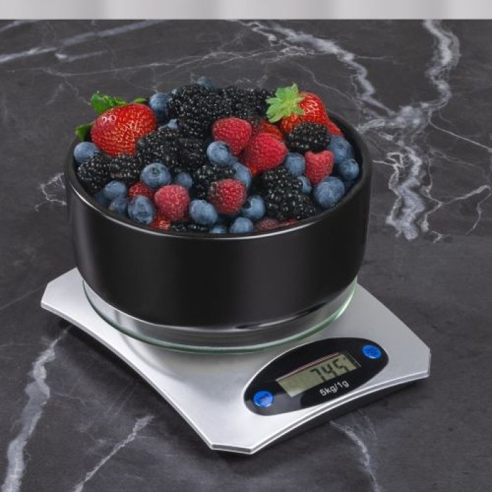 Haushalt International Digitale Küchenwaage rund, 5kg, Glasplatte, 16204