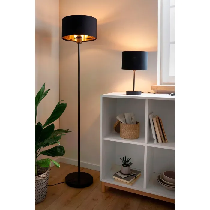 CASAYA Tischlampe Liperi, E27, schwarz-goldfarben, H 33 cm, 997176