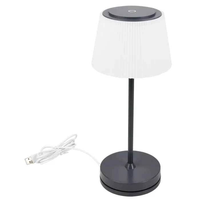 CASAYA LED-Akkuleuchte Tasjö, 3,3 W, 300 lm, anthrazit, H 31 cm, Ladestation, 997279