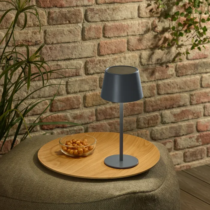 CASAYA LED-Tischleuchte Soelu, ØxH 13 x 30,5 cm, 2,5 W, 280 lm, dimmbar, grau, 997303