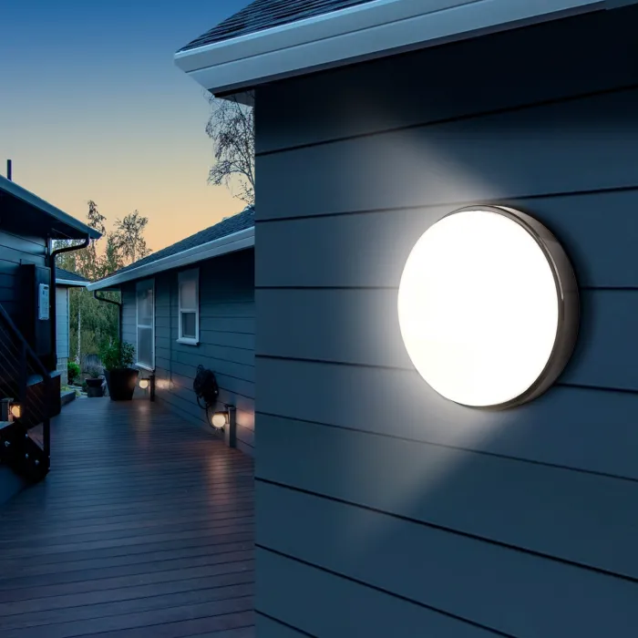 CASAYA LED-Außenleuchte Augis, DxH: 19 x 4,8 cm, rund, 14W, 980 lm, 4000K, schwarz, 997342