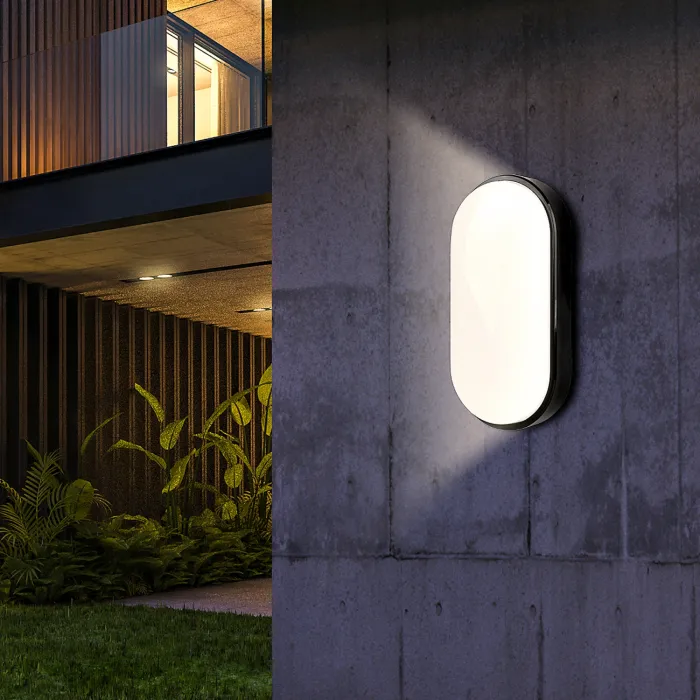 CASAYA LED-Außenleuchte Augis, BxHxT: 21 x 4,8 x 10,5 cm, oval, 14W, 980 lm, 4000K, schwarz, 997343