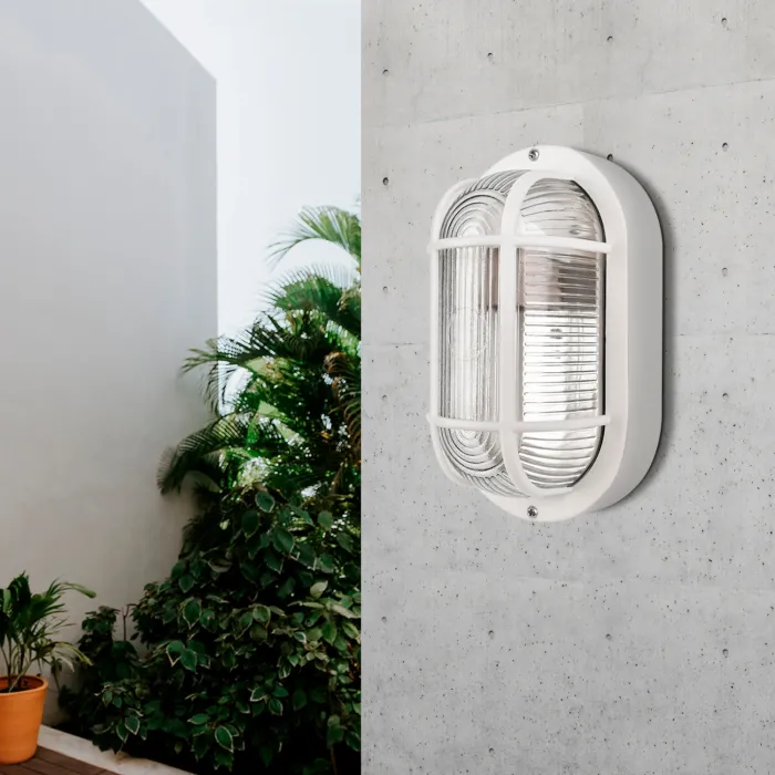 Casaya LED-Außenleuchte Korbi, E27, BxHxT: 20,5 x 9,5 x 12 cm, oval, weiß, 997346