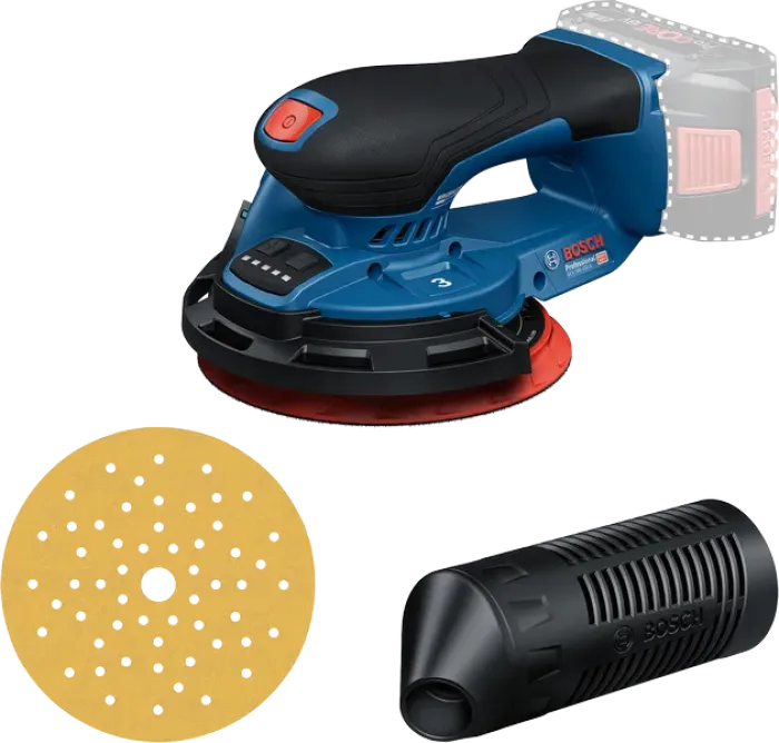 Bosch Professional 18V System Akku-Schleifer GEX 18V-150-3 inkl. 1x Schleifpapier, 1x Staubbox, 1x Schutzring, 0601372904