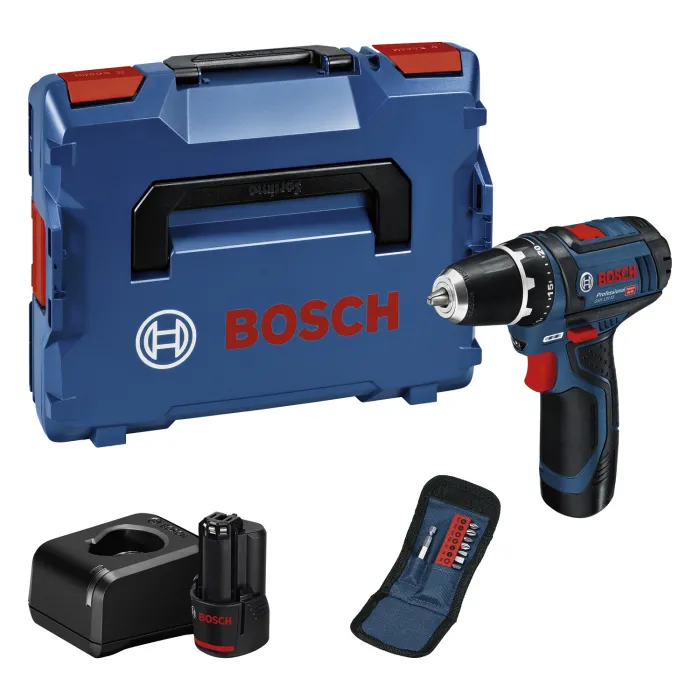 Bosch Akku-Bohrschrauber GSR 12V-15, 2x 2.0Ah Akkus, Lader, L-Boxx, 060186810P