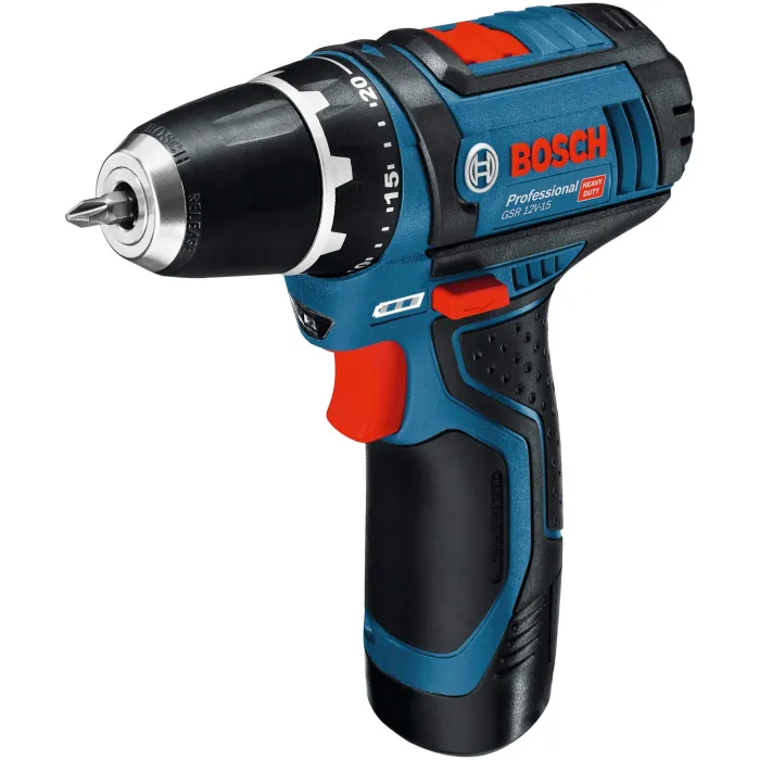 Bosch Akku-Bohrschrauber GSR 12V-15, 2x 2.0Ah Akkus, Lader, L-Boxx, 060186810P