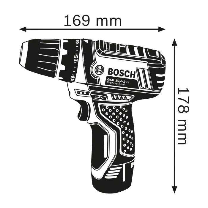 Bosch Akku-Bohrschrauber GSR 12V-15, 2x 2.0Ah Akkus, Lader, L-Boxx, 060186810P