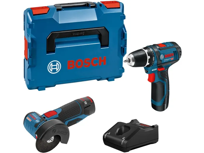 Bosch Professional Combo Set GSR 12 V-15 + GWS 12 V-76 2x2 Ah Akku in L-BOXX, 0615990N2U