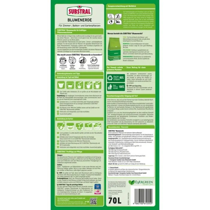 Substral Blumenerde 70l, Torfreduziert, 12550