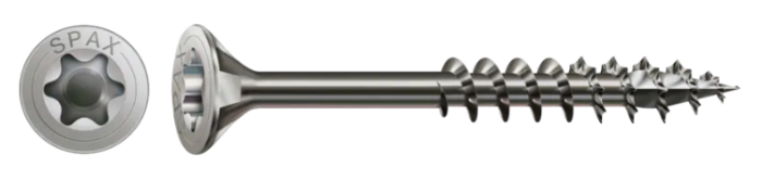 SPAX Edelstahlschraube, 4 x 50 mm, 125 Stück, Teilgewinde, Senkkopf, T-STAR plus T20, 4CUT, Edelstahl rostfrei A2, 4197000400506