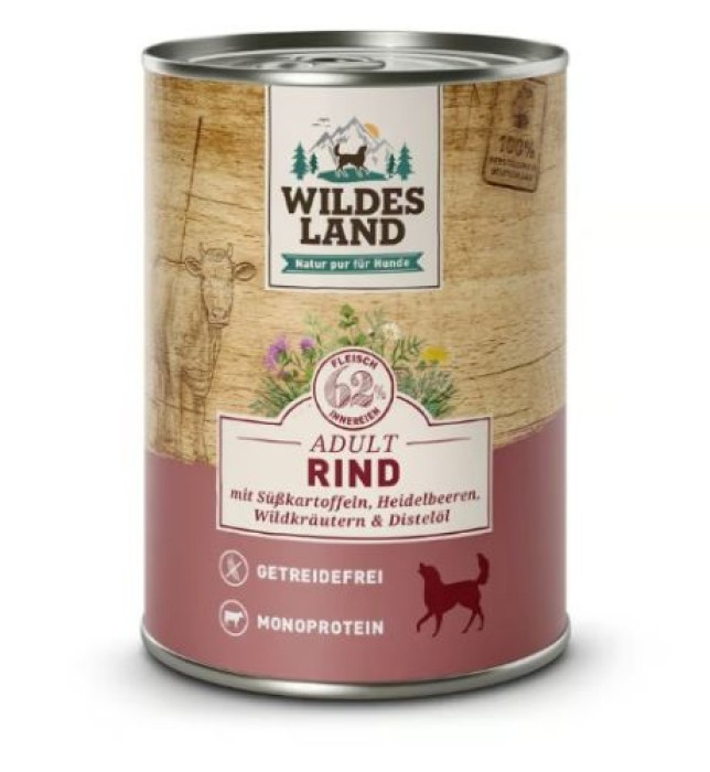 Wildes Land Nassfutter Rind mit Süßkartoffel, 400g, WL58201