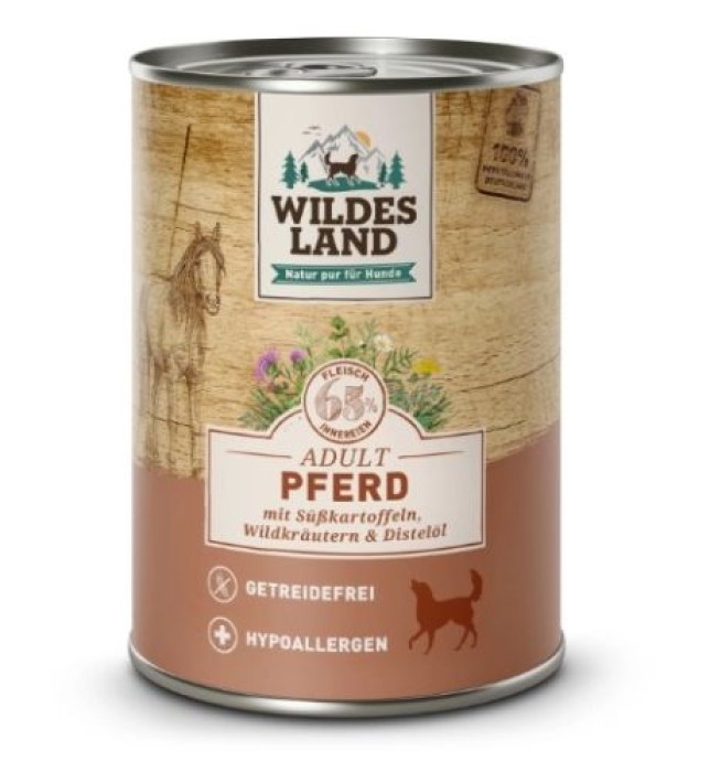 Wildes Land Nassfutter Pferd mit Süßkartoffel, 400g, WL58213
