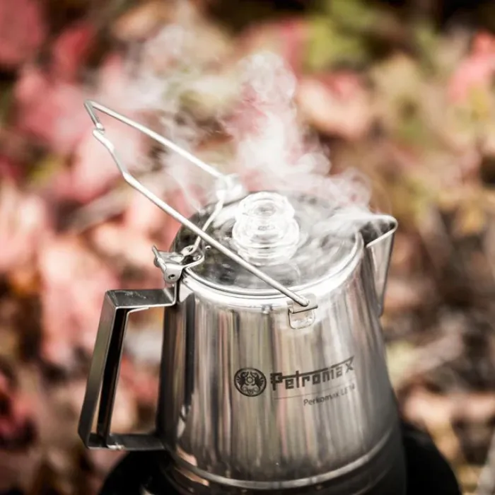 Petromax Perkolator Perkomax - Kaffeekanne für verschiedene Herdarten und offenes Feuer, 1,5 Liter, Edelstahl, per-14-le