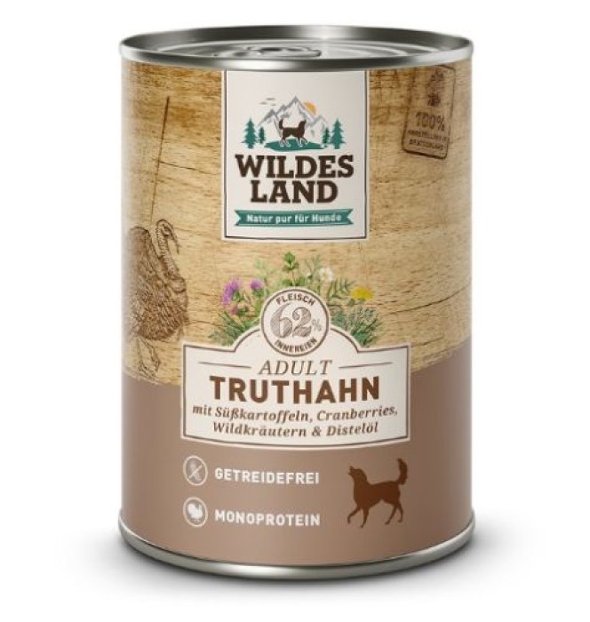Wildes Land Nassfutter Truthahn mit Süßkartoffel, 400 g, WL511062