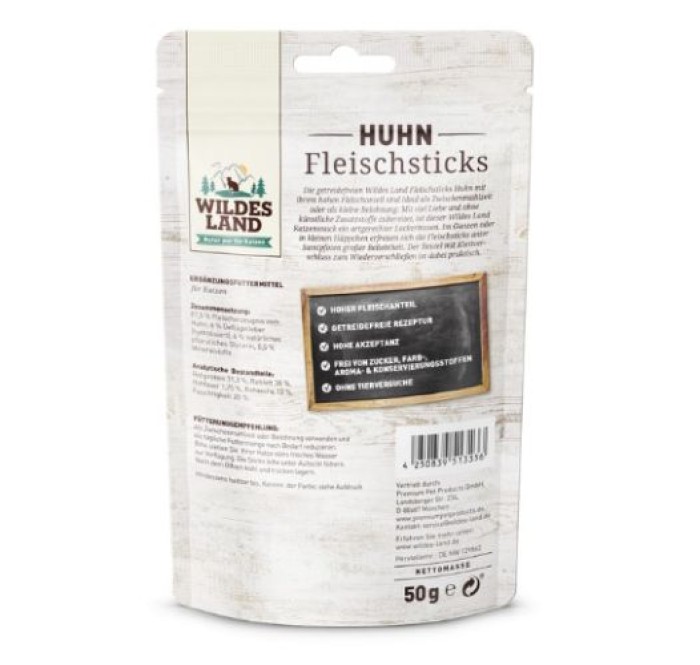 Wildes Land Fleischsticks Huhn 50g, WL513356