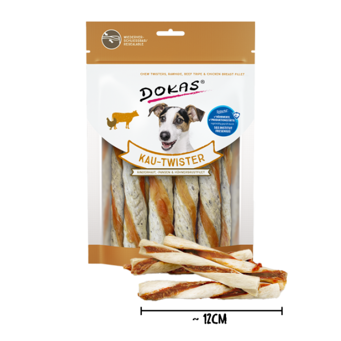 Dokas Kau-Twister Rinderhaut, Pansen & Hühnerbrustfilet 200 g, 180357