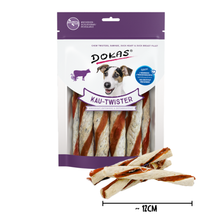 Dokas Kau-Twister Rinderhaut, Entenherz und Entenbrustfilet, 200 g, 180358