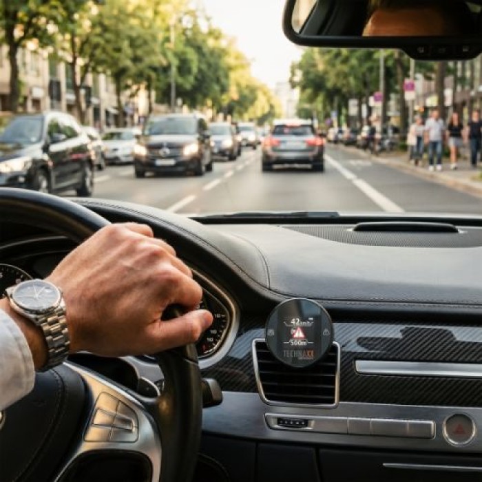 TECHNAXX Verkehrswarner TX-388 mit Blitzer.de – Gefahren- &Geschwindigkeitswarnung, 5429