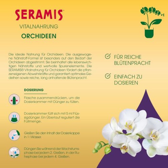 Seramis Vitalnahrung für Orchideen, 200 ml – Düngemittel für optimales Wachstum von Orchideen, 730390