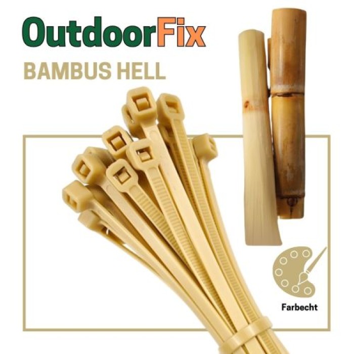OutdoorFix Kabelbinder 150 x 3,5 mm, 50 Stk, Bambus hell, Wetterfest, UV-beständig, 22560