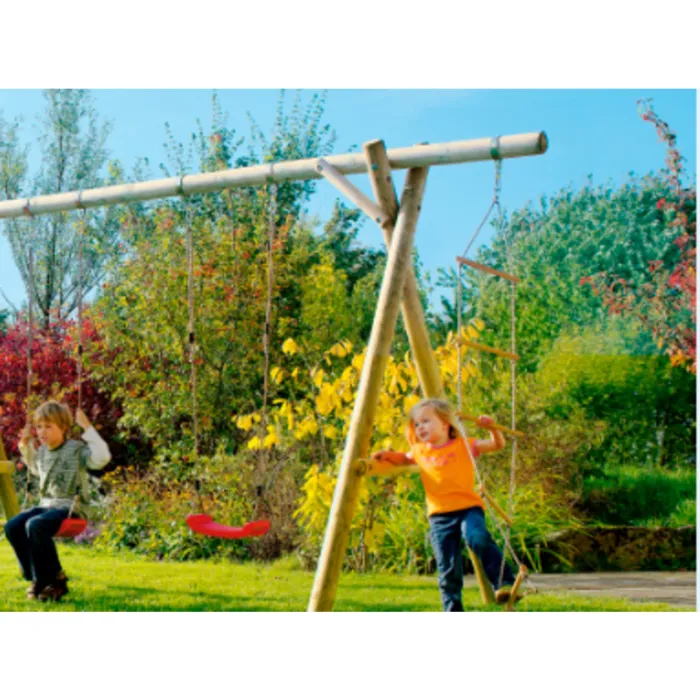 Kinderspielanlage Arno B 425cmxT190xH220cm, ohne Rutsche, KDI, 2 Schaukelbretter+1Strickleiter, 883408