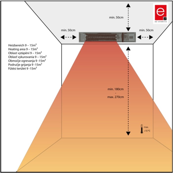 Infrarot Heizstrahler wall 2000 W, inklusive Fernbedienung, 4402040081996