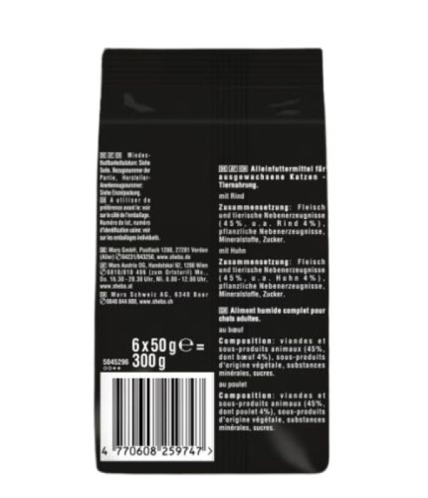 Sheba Portionsbeutel Multipack Fresh & Fine in Sauce mit Rind Huhn und Lamm, 6 x 50g, 473089