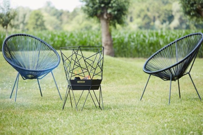 Barbecook Feuerschale Sierra 45x45x71cm, Stahlblech, schwarz, BC-WOO-6015