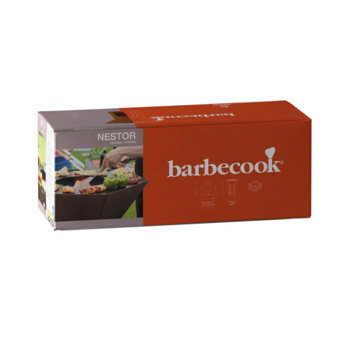 Barbecook Feuerschale mit Feuerplatte Nestor Original BBQ Grill aus Cortenstahl, 92x92x101cm, BC-WOO-6023