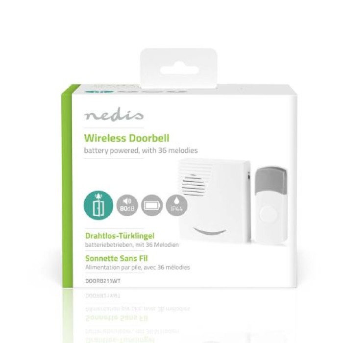 Nedis Drahtloses Türklingel Set, 3V DC, Signalreichweite 100m, IP44, 36 Melodien, 6289401