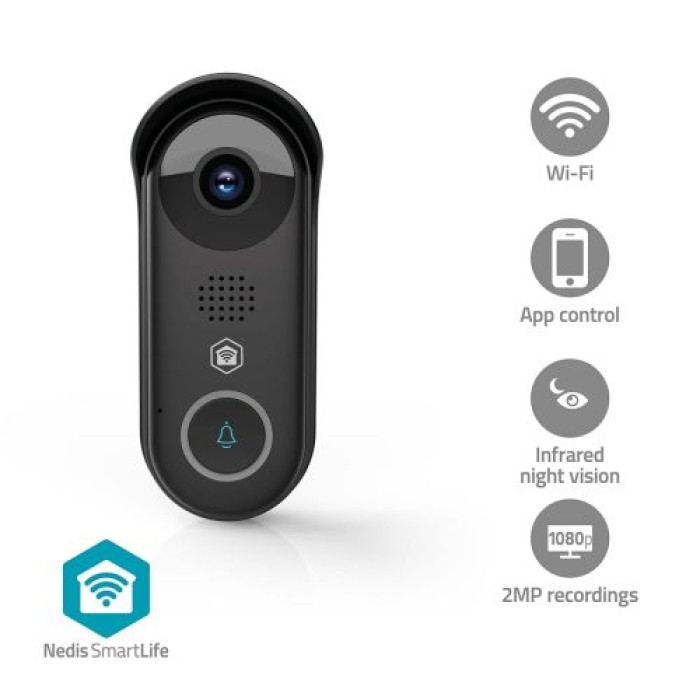 Nedis SmartLife Video-Türsprechanlage, Full HD, IP54, Bewegungssensor, Nachtsicht, 8084451