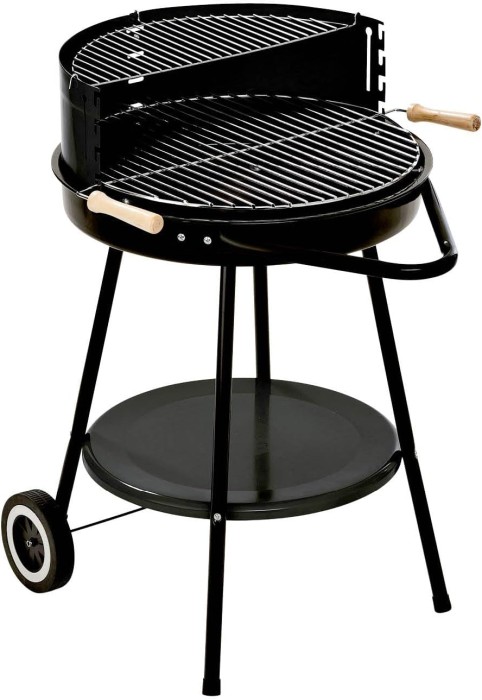 Landmann Grillchef Holzkohlegrillwagen Corso, DM 48,5 cm, Mit Rollen inkl. Ablagetisch & Windschutz, 01252