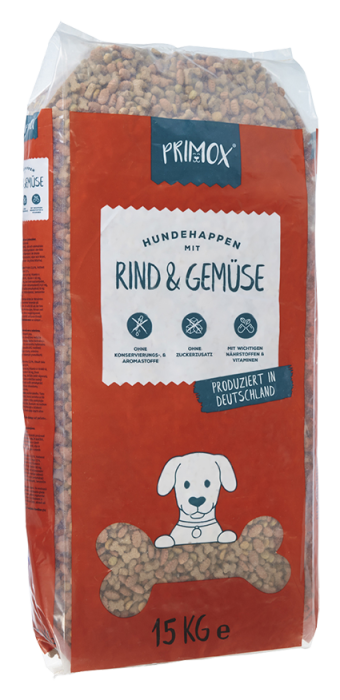 Primox Hunde-Trockenfutter Rind & Gemüse 15kg, hergestellt in DE, Nährstoffreich für Vitalität & Gesundheit beim Hund 446130