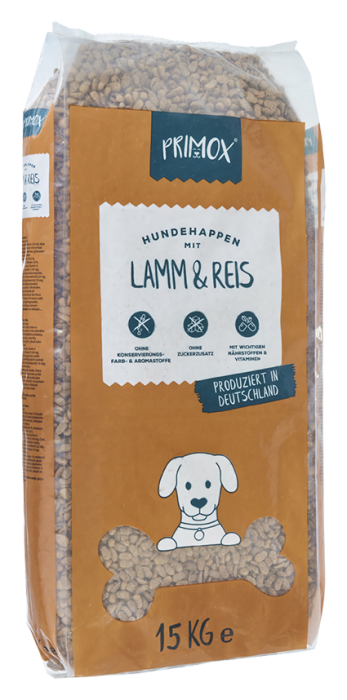 Primox Hunde-Trockenfutter Lamm & Reis 15kg, hergestellt in DE, Nährstoffreich für Vitalität & Gesundheit beim Hund 446122