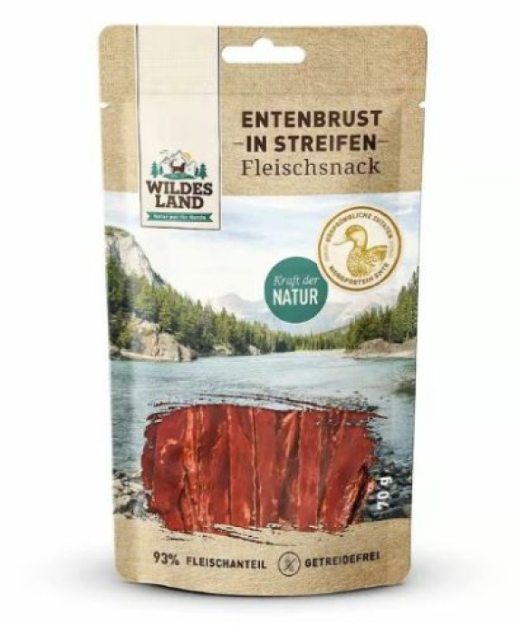 Wildes Land Fleischsnack Entenbrust in Streifen, 70 g, WL476270