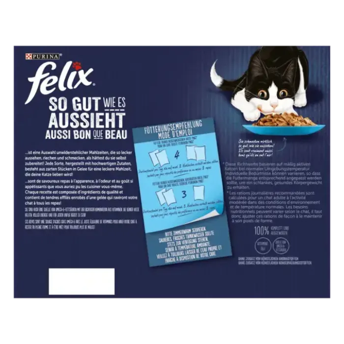 FELIX Katzennassfutter So gut wie es aussieht in Gelee Geschmacksvielfalt aus dem Wasser, 24 x 85g, 12449400