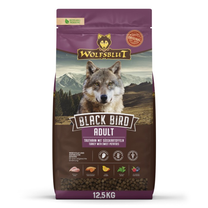 Wolfsblut Black Bird Trockenfutter für ausgewachsene Hunde, 12,5 kg, WB784677