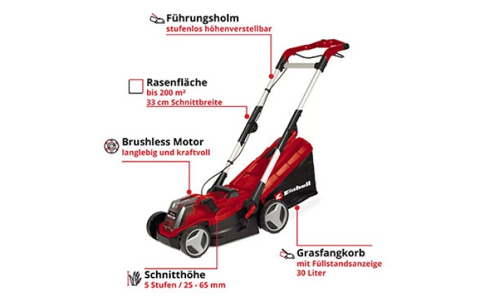 Einhell Akku-Rasenmäher RASARRO 18/33 - Solo 3413267
