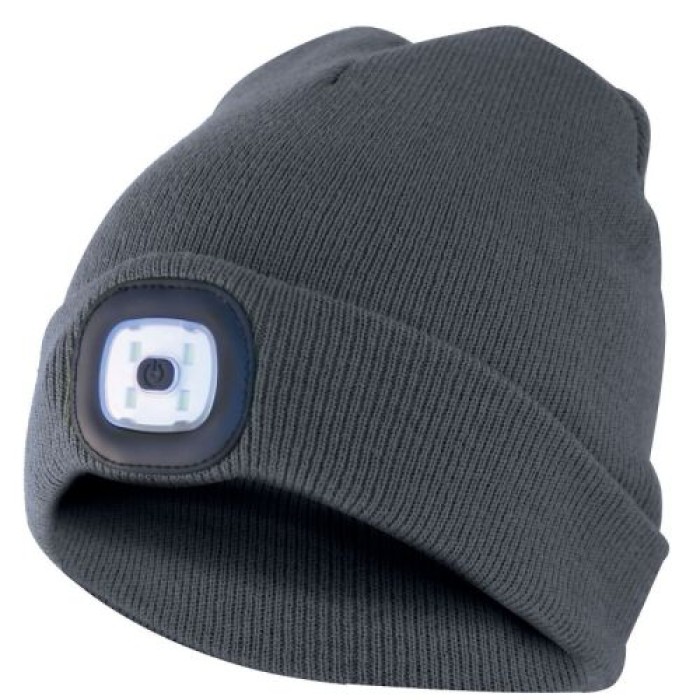 Velamp Unisex Haube mit LED-Frontleuchte, 100 Lumen, wiederaufladbar, Anthrazit, 51CAP02