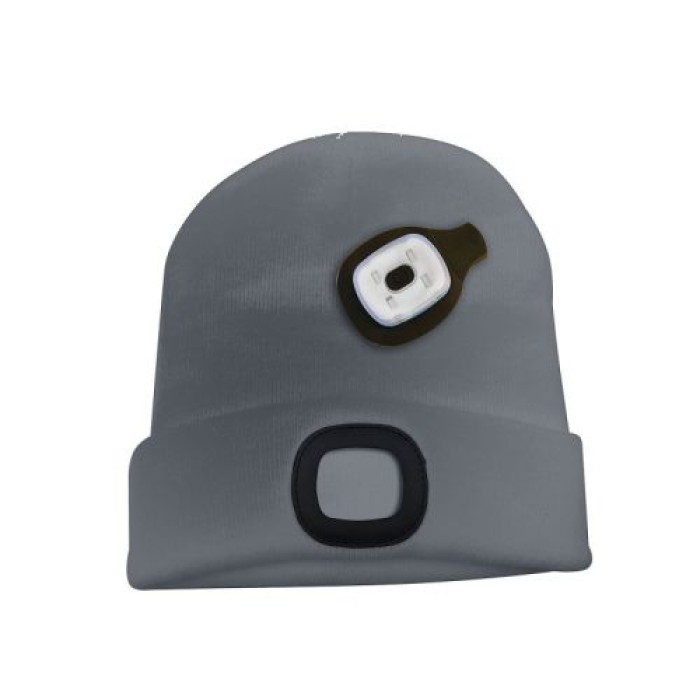 Velamp Unisex Haube mit LED-Frontleuchte, 100 Lumen, wiederaufladbar, Anthrazit, 51CAP02