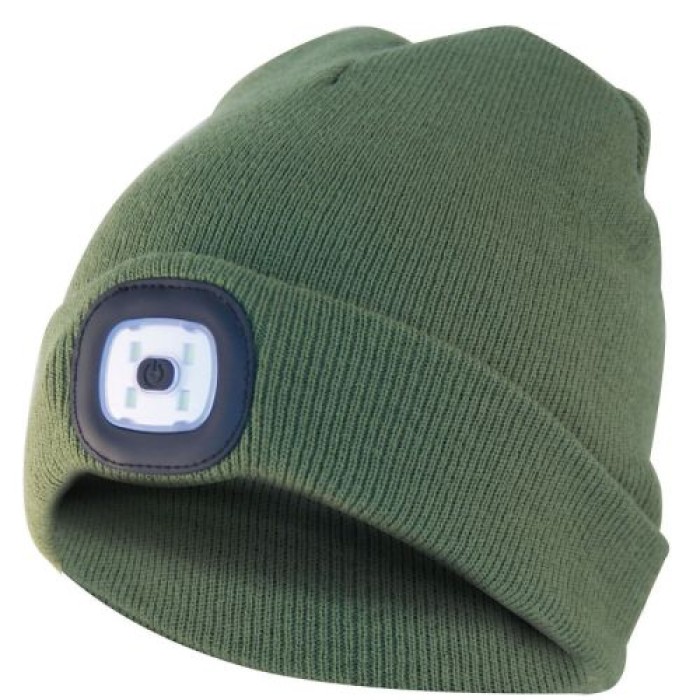 Velamp Unisex Haube mit LED-Frontleuchte, 100 Lumen, wiederaufladbar, grün, 50CAP05