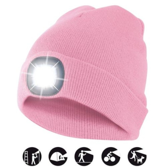 Velamp Unisex Haube mit LED-Frontleuchte, 100 Lumen, wiederaufladbar, Rosa, 50CAP11