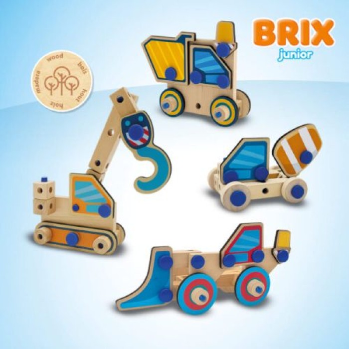 SES Creative Brix Junior - Konstruktionsset Baufahrzeuge, 14071