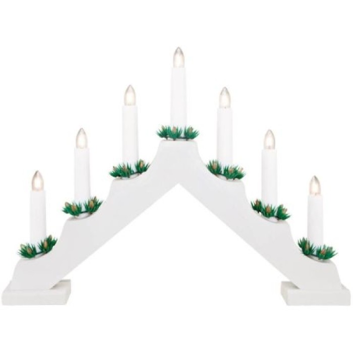 koopman Kerzenbrücke mit 7 LEDs, Holz, weiß, AX8000160