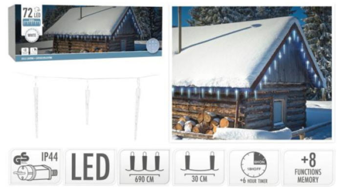 Eiszapfen Lichterkette 72 LEDs, kaltweiß, 6,9 m, AX8103100 4