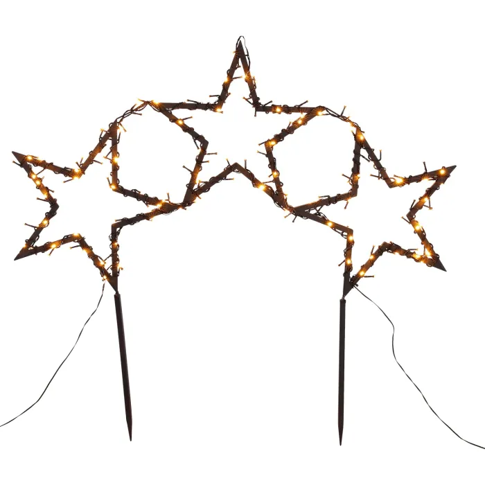 Gartenstecker Snake Light, mit 3 Sternen, L100 x H60 cm, Metall, 1106567