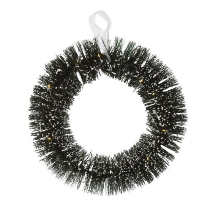 Koopman Kranz 30cm, 20 LED mit Schnee, AMZ101450